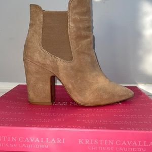 Kristin Cavallari x Chinese Laundry Suede Camel Color Booties Stretch fit